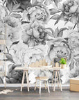 Black and white flower wallpaper
