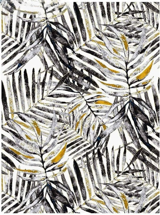 Black and gold palm leaf wallpaper