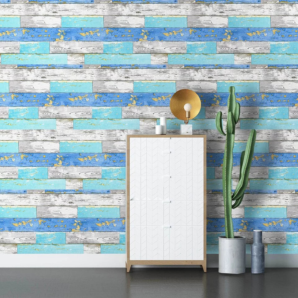 Vintage blue and gray wood wallpaper