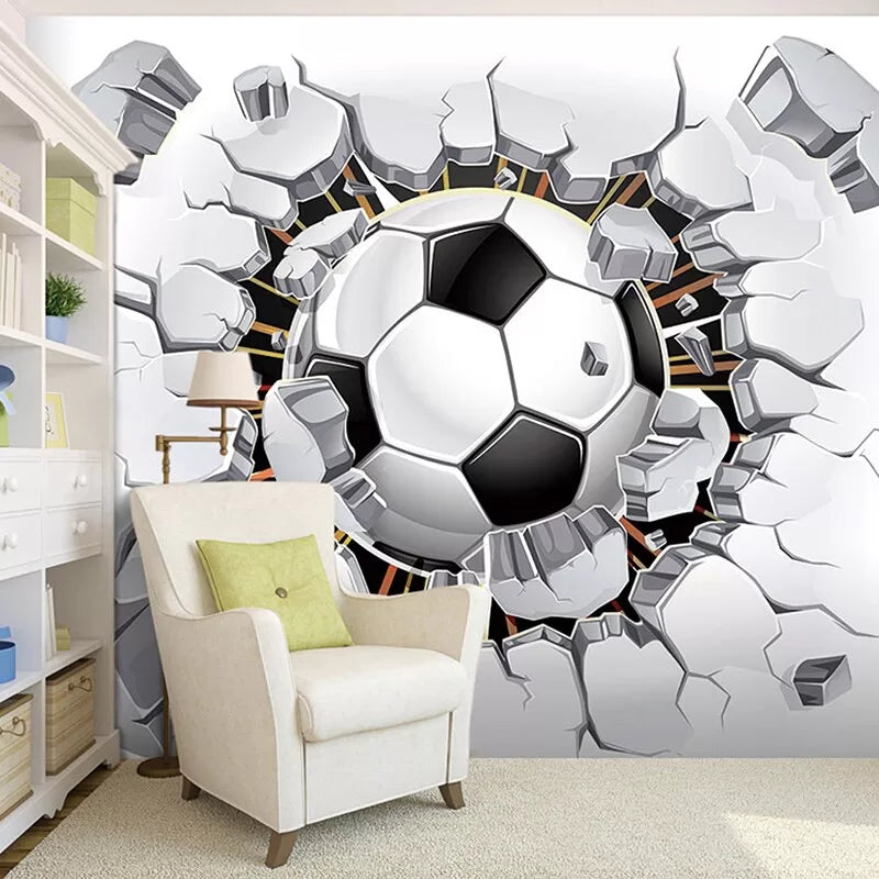 Child&#39;s wallpaper with a cartoon soccer ball