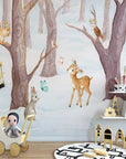 Child's forest animal landscape wallpaper