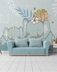 Child's wallpaper with a baby elephant in the water