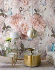 Panoramic roses and butterflies wallpaper