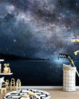 Panoramic lake and starry sky wallpaper