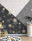 Child's wallpaper with starry geometric patterns