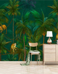 Tropical jungle and monkeys wallpaper