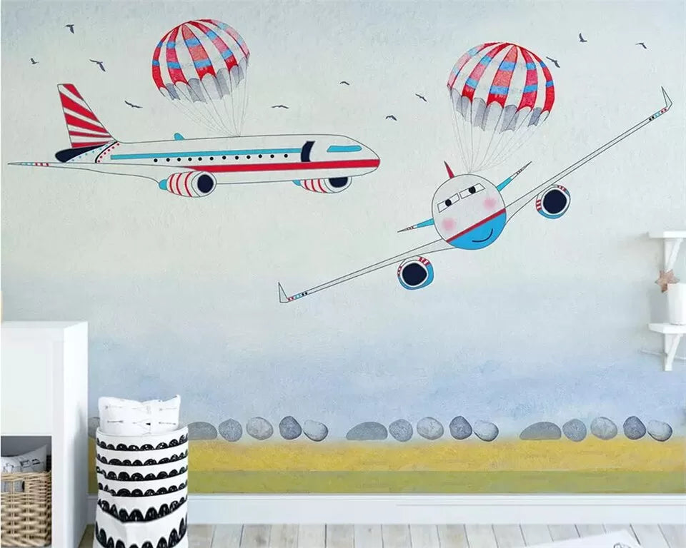 Child&#39;s wallpaper with airplanes