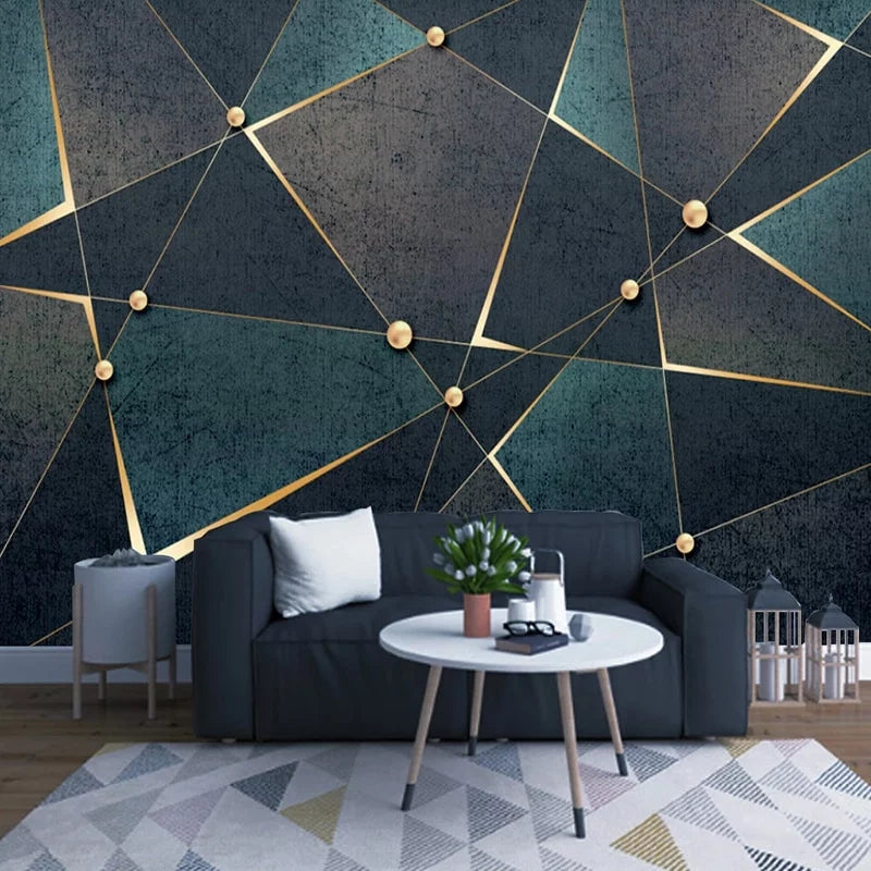 Geometric patterns and gold lines wallpaper