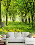 Panoramic deep forest wallpaper