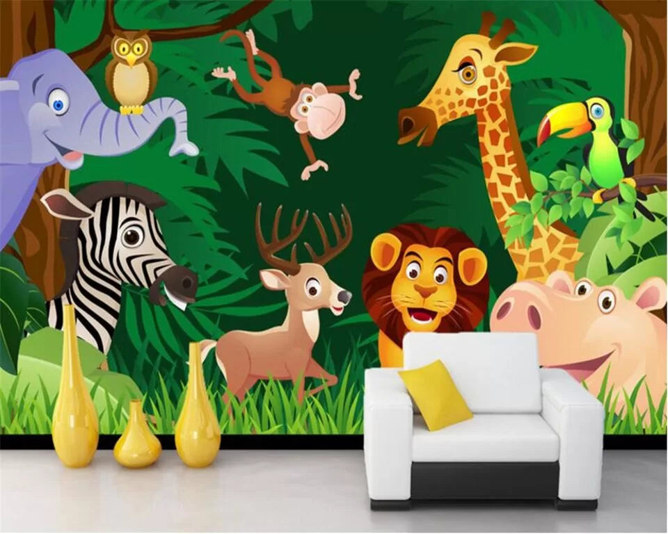 Child&#39;s wallpaper with jungle animals