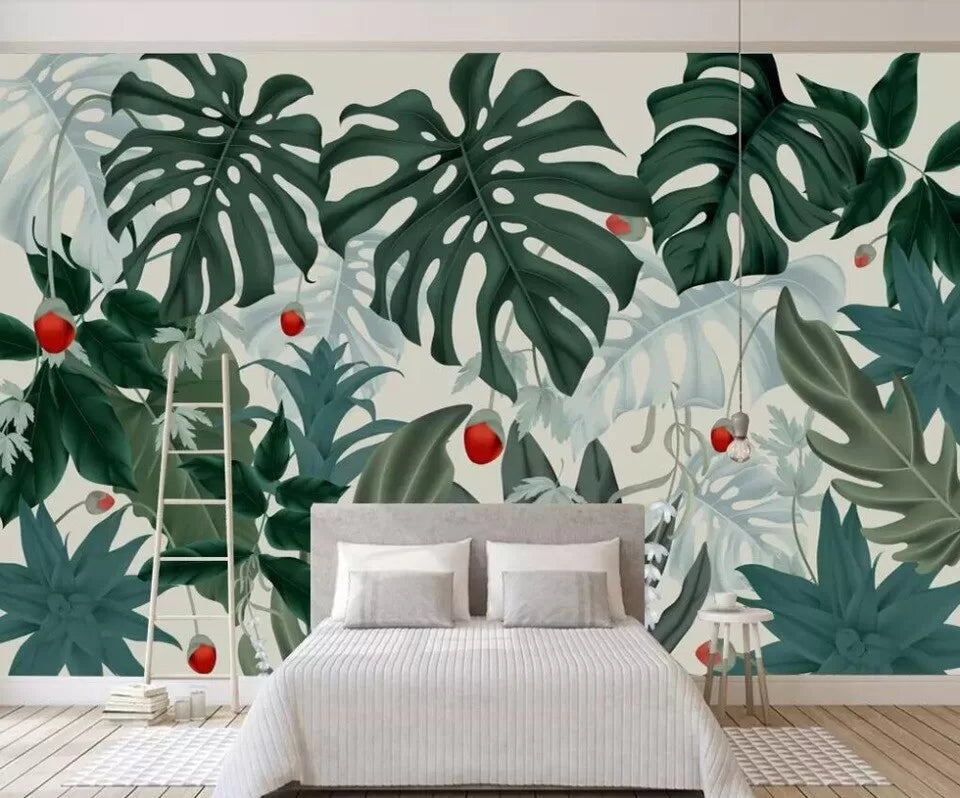 Nordic tropical foliage wallpaper