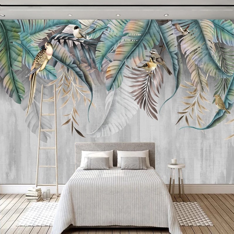 Modern tropical foliage wallpaper
