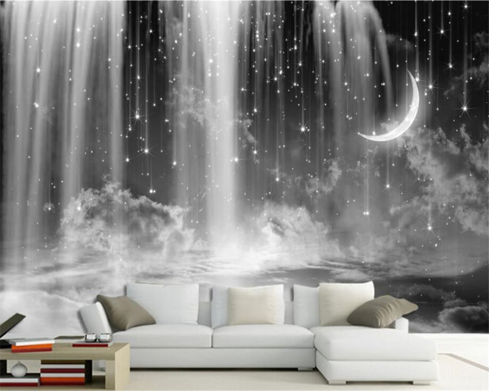 Black and white starry sky wallpaper