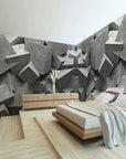 Gray geometric 3D cube wallpaper
