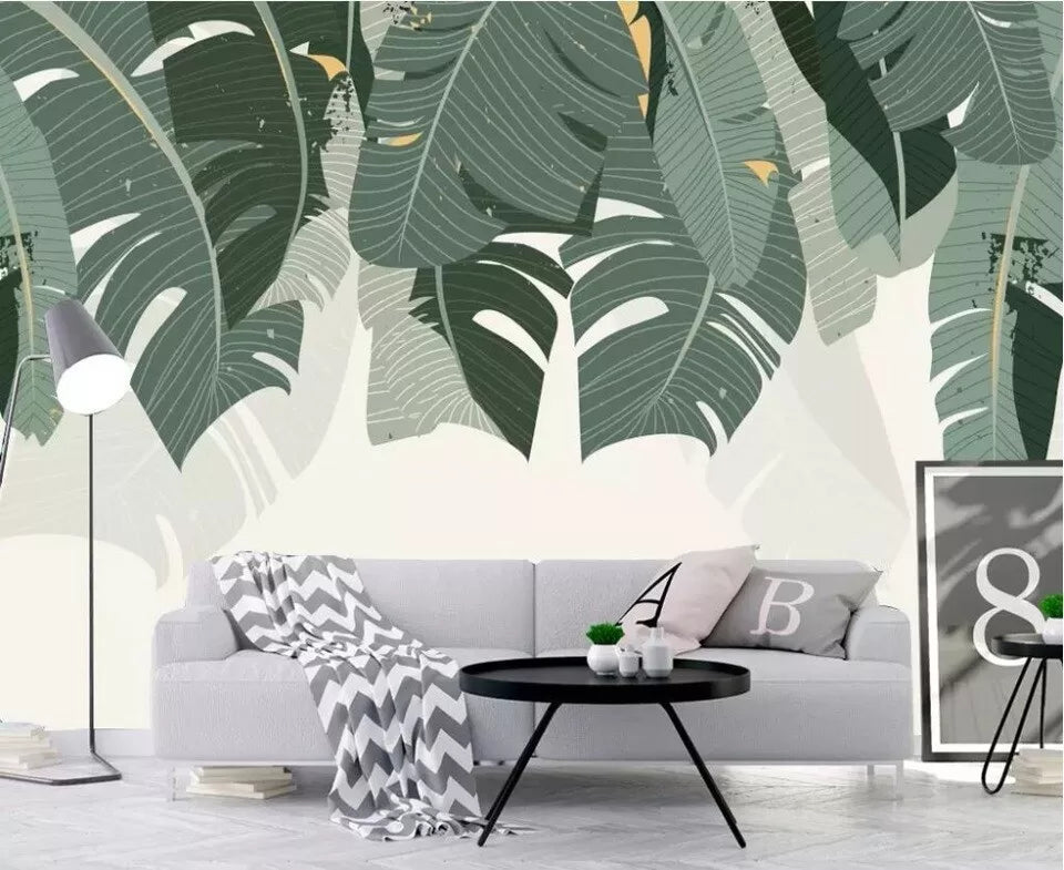 Nordic banana leaves wallpaper