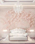 Pink 3D floral wallpaper