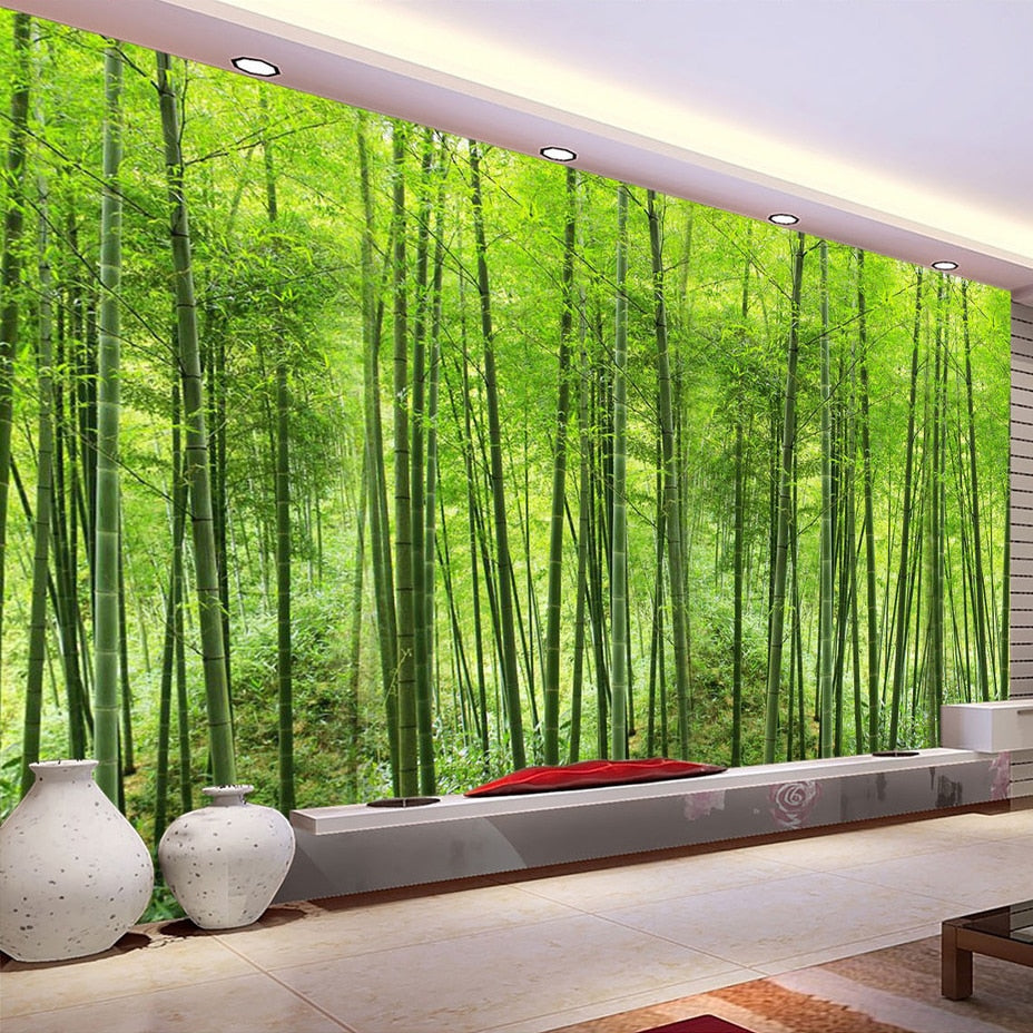 Panoramic bamboo forests wallpaper