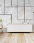 Grey marble wallpaper with black and gold lines