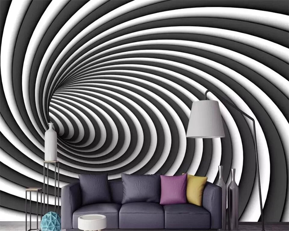 Black and white 3D spiral wallpaper