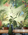 Panoramic tropical jungle with flowers wallpaper