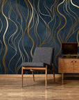 Gold geometric lines wallpaper