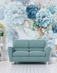 Panoramic blue flower wallpaper