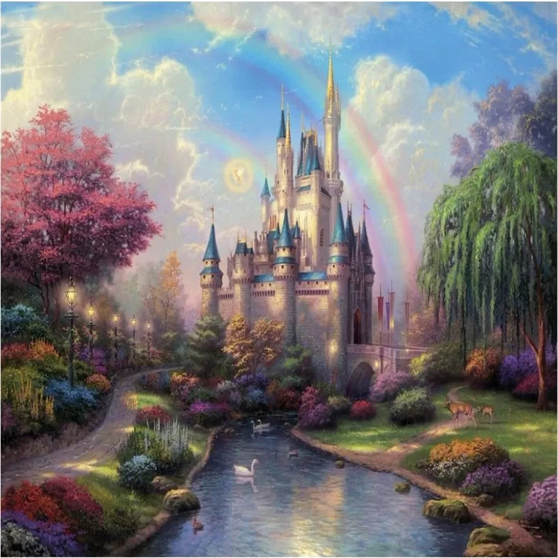 Child&#39;s wallpaper with a princess castle