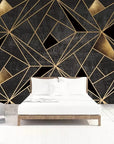 Black, brown, and gold 3D geometric wallpaper