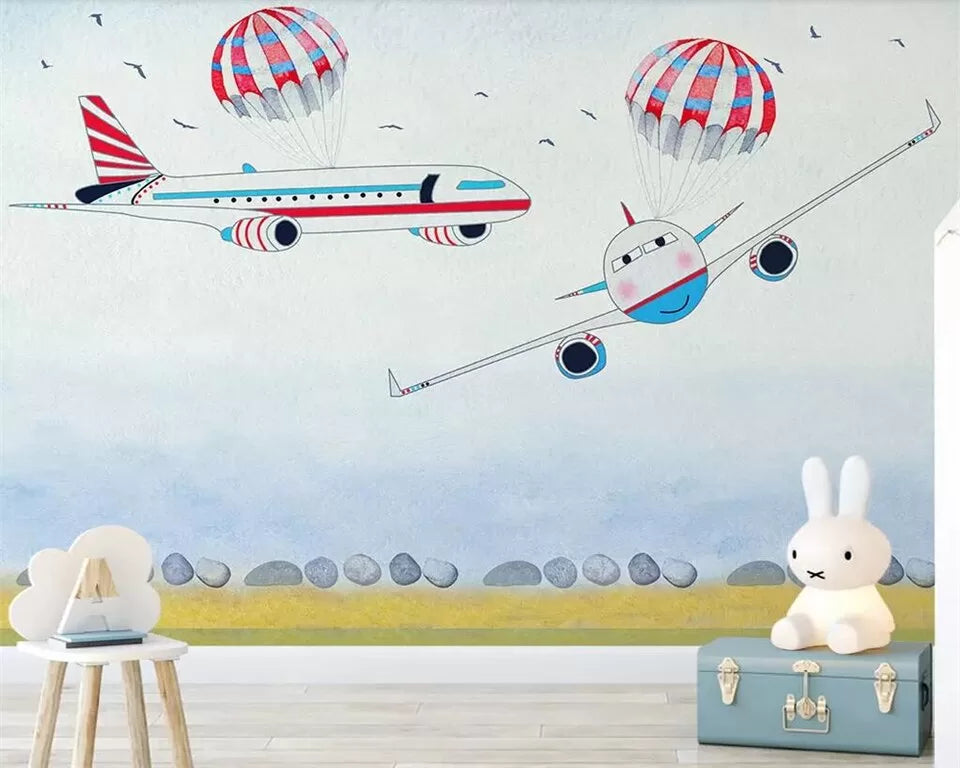 Child&#39;s wallpaper with airplanes