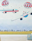 Child's wallpaper with airplanes