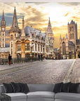 Panoramic European city wallpaper