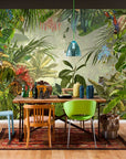 Papier peint jungle tropicale panoramique avec fleurs