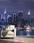 Panoramic New York at night wallpaper