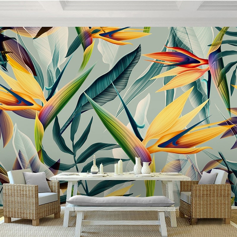 Green tropical flowers wallpaper