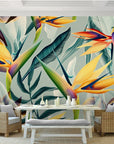 Green tropical flowers wallpaper