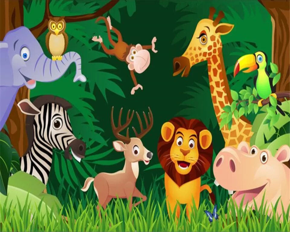 Child&#39;s wallpaper with jungle animals