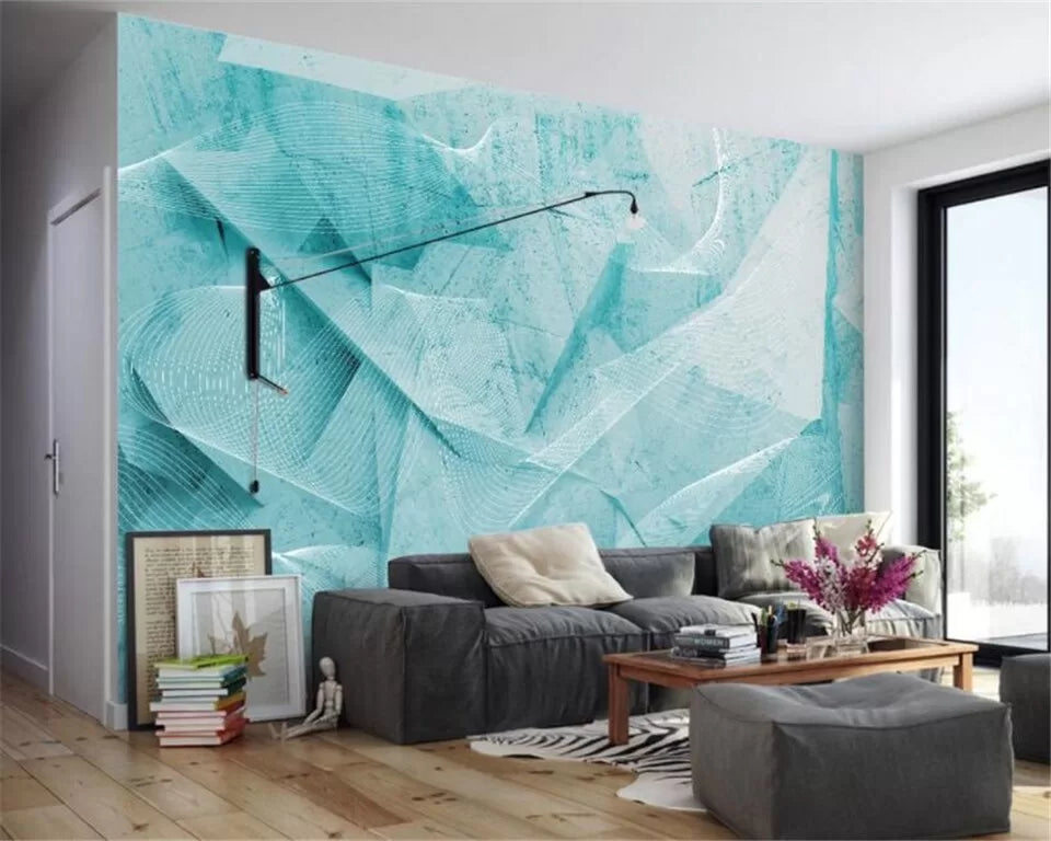 Blue abstract geometric pattern wallpaper