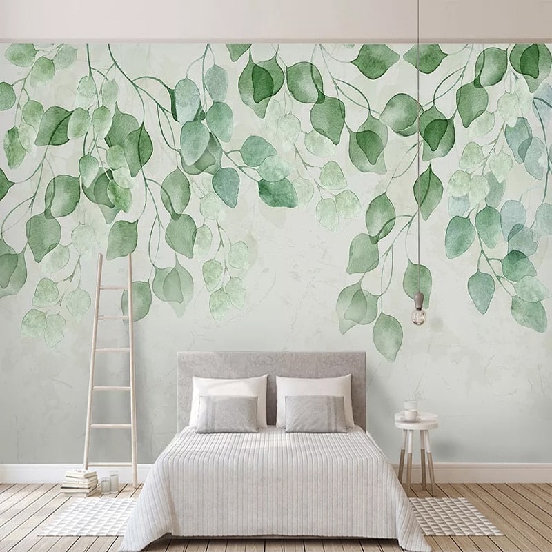 Climbing green foliage wallpaper