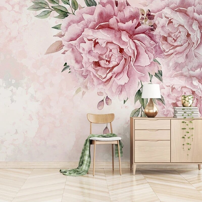 Giant roses floral wallpaper