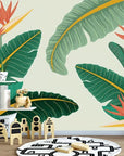 Child's wallpaper with modern tropical plants