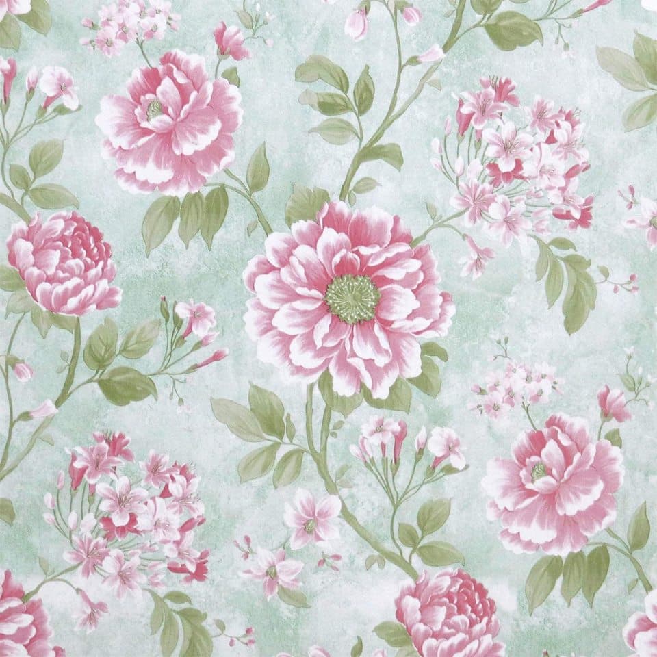 Vintage pink flowers wallpaper