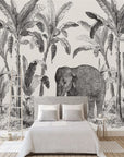 Panoramic tropical jungle and elephant wallpaper