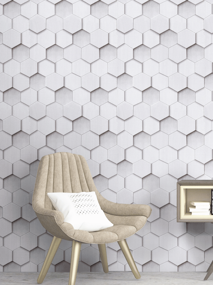 White hexagon 3D wallpaper