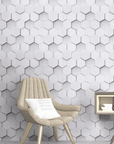 White hexagon 3D wallpaper