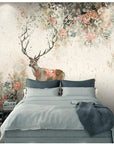 Deer and flowers landscape wallpaper