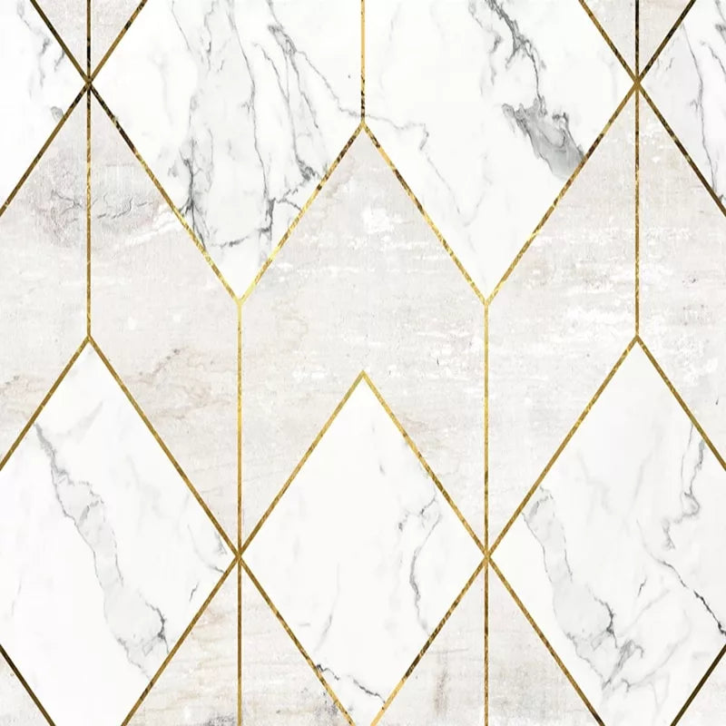 White marble and gold lines geometric wallpaper