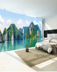 Panoramic mountains and ocean wallpaper