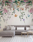 Butterflies and floral wallpaper