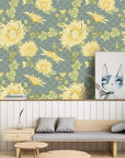 Vintage yellow daisies wallpaper