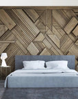 Wood geometric pattern wallpaper